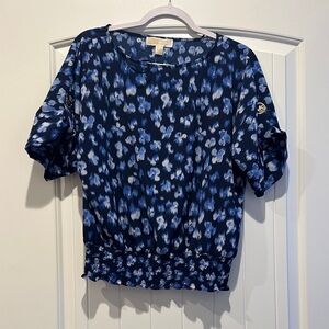 Michael Kors Navy and White Patterned Blouse